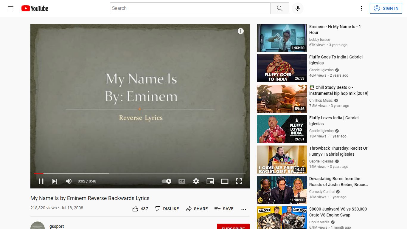 My Name Is by Eminem Reverse Backwards Lyrics - YouTube